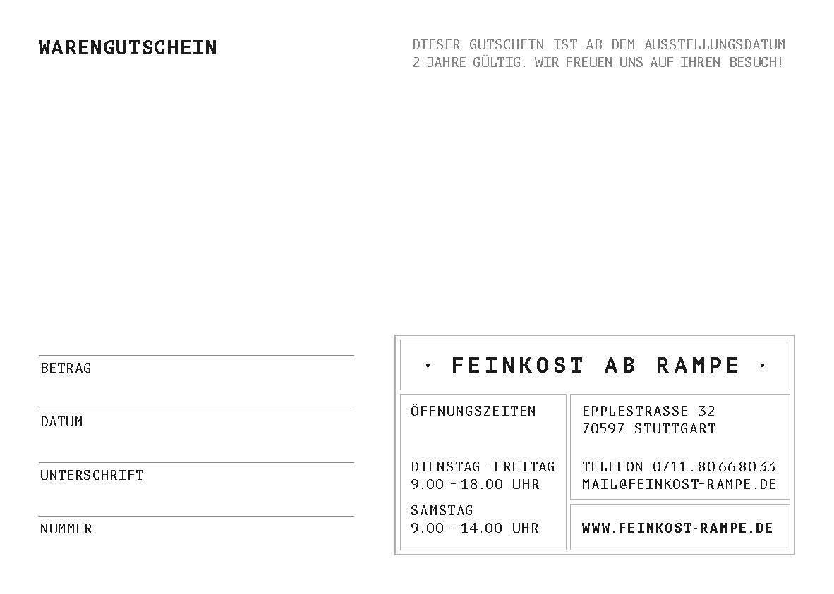 FEINKOST AB RAMPE GESCHENKGUTSCHEIN